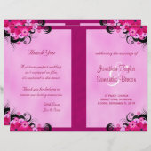 Light Fuchsia Floral Wedding Program Sjablonen (Voorkant / Achterkant)
