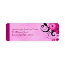 Light Fuchsia Floral Wedding Return Address Labels