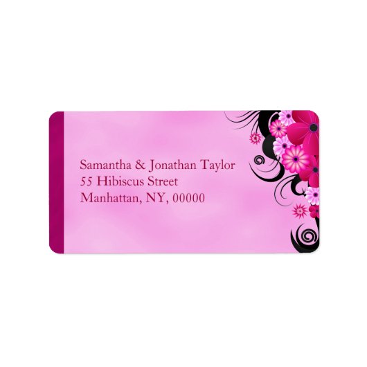Light Fuchsia Magenta Floral Weddenschap Label (Voorkant)