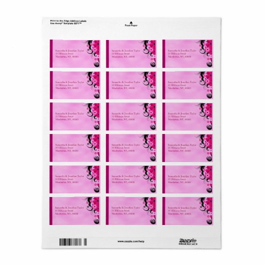 Light Fuchsia Magenta Floral Weddenschap Label (Full Sheet)