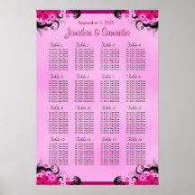 Light Fuschia 16 Wedding Table Seating Charts