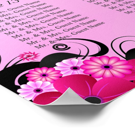 Light Fuschia 16 Wedding Table Seating Charts Poster (Hoek)