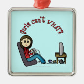 Light Gamer Girl Metalen Ornament (Voorkant)