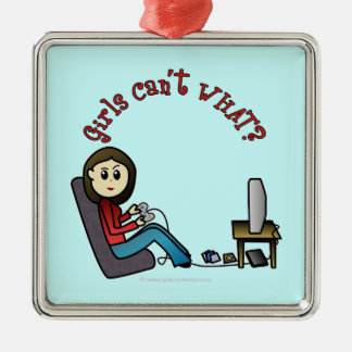 Light Gamer Girl Metalen Ornament