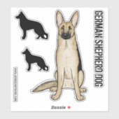 Light German Shepherd Cartoon Dog en Silhouettes Sticker (Vel)