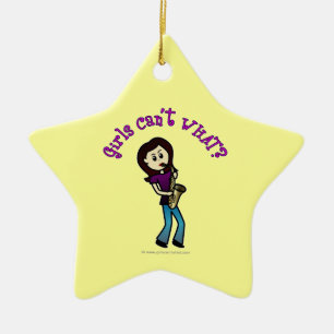 Light Girl die Saxophone speelt Keramisch Ornament