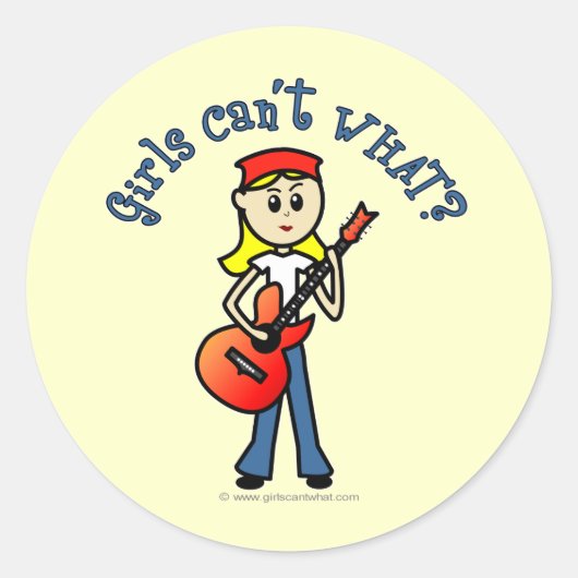 Light Girl Guitar-speler Ronde Sticker (Voorkant)