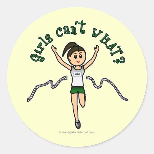 Light Girl Runner in Green Uniform Ronde Sticker (Voorkant)