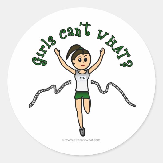Light Girl Runner in Green Uniform Ronde Sticker (Voorkant)