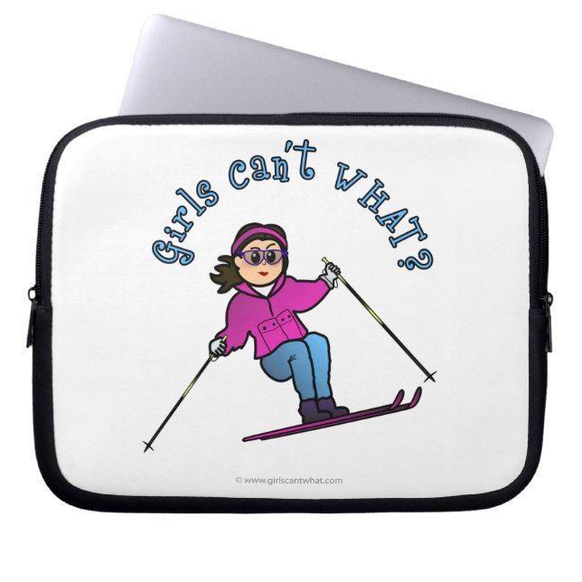 Light Girl Snow Skiing Laptop Sleeve (Voorkant)