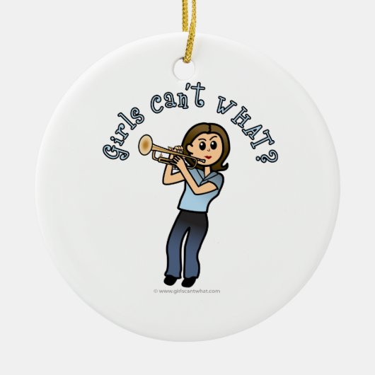 Light Girl Trumpet-speler Keramisch Ornament (Voorkant)