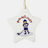 Light Girls Hockey Player Keramisch Ornament (Rechts)
