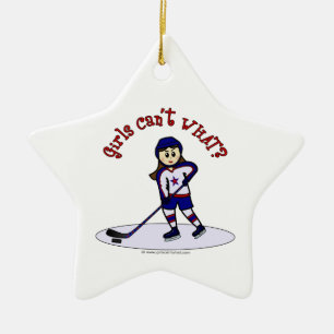 Light Girls Hockey Player Keramisch Ornament