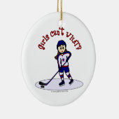 Light Girls Hockey Player Keramisch Ornament (Rechts)