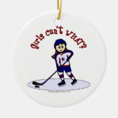 Light Girls Hockey Player Keramisch Ornament (Voorkant)