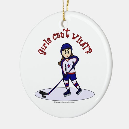 Light Girls Hockey Player Keramisch Ornament (Links)