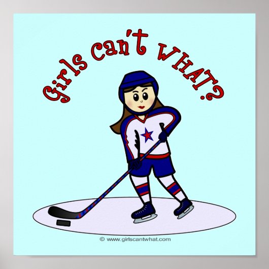 Light Girls Hockey Player Poster (Voorkant)