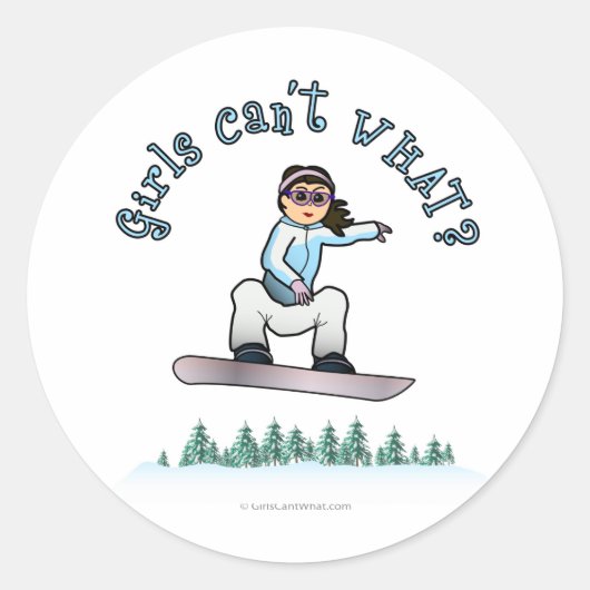 Light Girls Snowboarding Ronde Sticker (Voorkant)