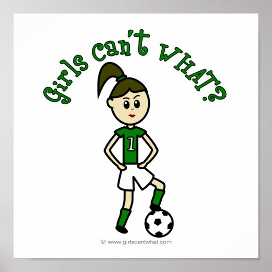 Light Girls Soccer in Green Uniform Poster (Voorkant)