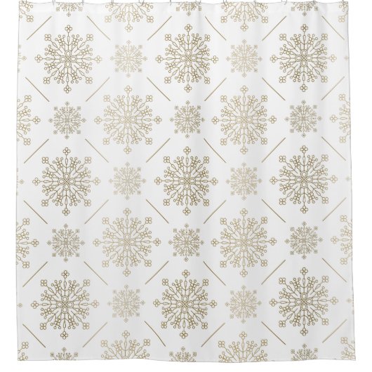 Light Gold Abstract Snowflakes Patroon Douchegordijn (Voorkant)