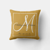 Light Gold Brown Monogram Weddenschap Keepomwille Kussen (Achterkant)
