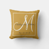 Light Gold Brown Monogram Weddenschap Keepomwille  Kussen (Voorkant)