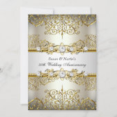 Light Gold Floral Swirl 50th Wedding Jubileum Kaart (Voorkant)