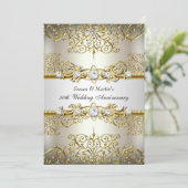 Light Gold Floral Swirl 50th Wedding Jubileum Kaart (Staand voorkant)