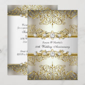 Light Gold Floral Swirl 50th Wedding Jubileum Kaart (Voorkant / Achterkant)
