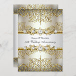 Light Gold Floral Swirl 50th Wedding Jubileum Kaart<br><div class="desc">Gold & White,  50e Jubileum uitnodiging. Elegant Gold floral swirl & juwelen. NEEM NOTA van alle vlakke afbeeldingen! Ze hebben geen echte diamanten of juwelen!</div>