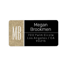 Light Gold Glitter/B&W/DIY Name Address Monogram