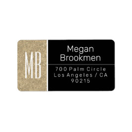 Light Gold Glitter/B&W/DIY Name Address Monogram Etiket