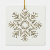 Light Gold Glitter Snowflake Family White Keramisch Ornament (Achterkant)