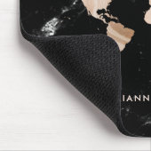 Light Gold-Wereldkaart op zwarte marmer Muismat (Hoek)