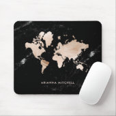 Light Gold-Wereldkaart op zwarte marmer Muismat (Met muis)