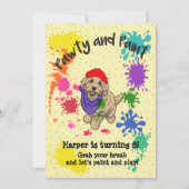 Light Goldendole Dog Art Birthday Party Invite Kaart (Voorkant)