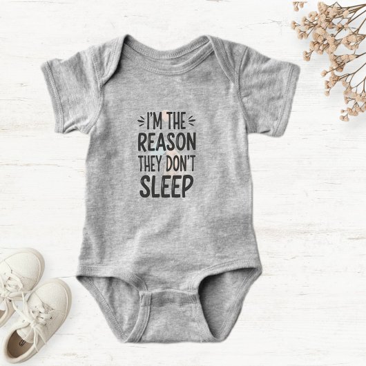Light Gray Baby Bodysuit with Funny Phrase