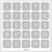 Light Gray Customizable Square Number Stickers  (Vel)