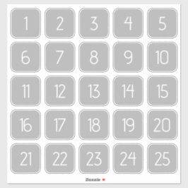 Light Gray Customizable Square Number Stickers