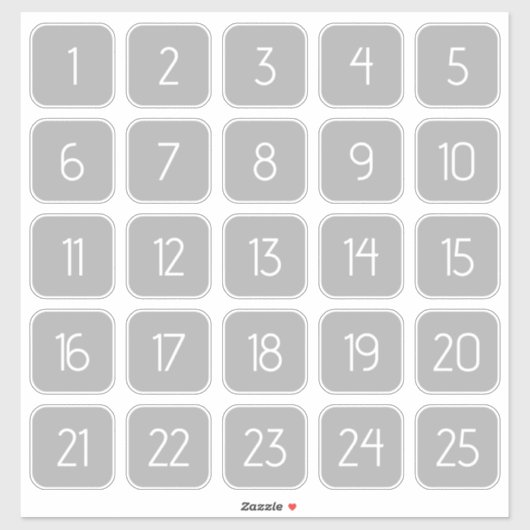 Light Gray Customizable Square Number Stickers (Vel)