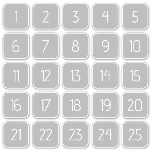 Light Gray Customizable Square Number Stickers  (Voorkant)