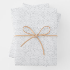 Light Gray Geometric Floral Pattern Inpakpapier Vel