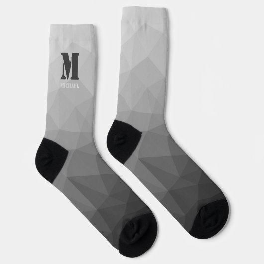 Light gray geometric mesh pattern Monogram Sokken (Rechts)