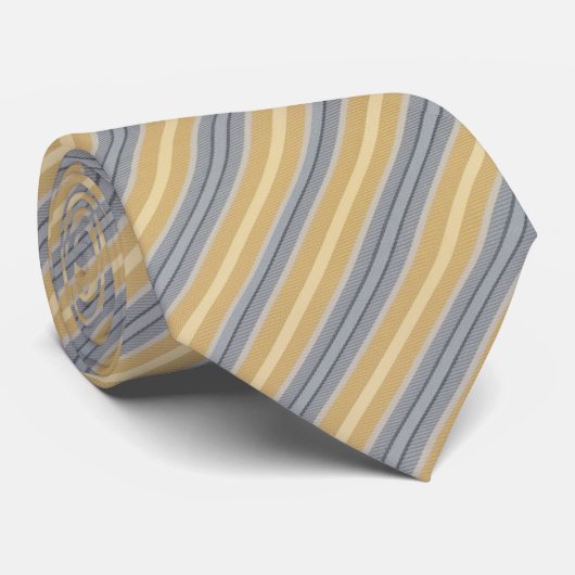 Light Gray & Gold Diagonal Striped Stropdas (Opgerold)