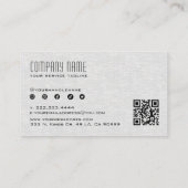 Light Gray Linen Texture QR Code Visitekaartje (Achterkant)
