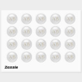 Light Gray Two Hearts Intertwined Monogram Wedding Ronde Sticker (Vel)