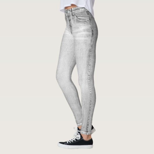 Light Gray Wash Jeans All-Over Printed Leggings (Links)