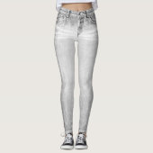 Light Gray Wash Jeans All-Over Printed Leggings (Voorkant)
