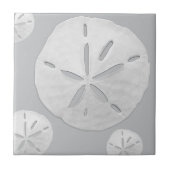 Light Gray & White Tropical Beach Sand Dollar Tegeltje (Voorkant)