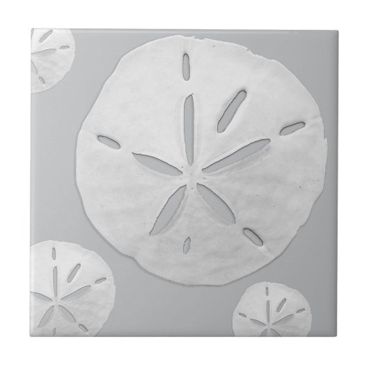 Light Gray & White Tropical Beach Sand Dollar Tegeltje (Voorkant)